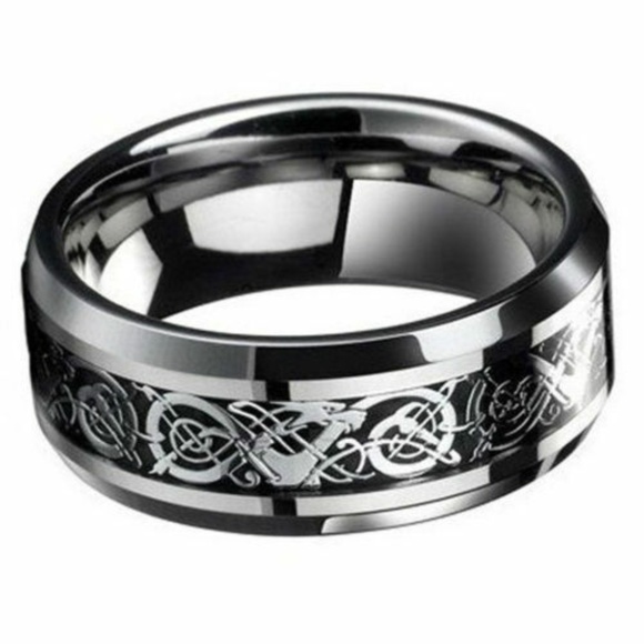 Lirrio's Closet Jewelry - Black & Silver Celtic Stainless Steel Ring 8 NWT-
